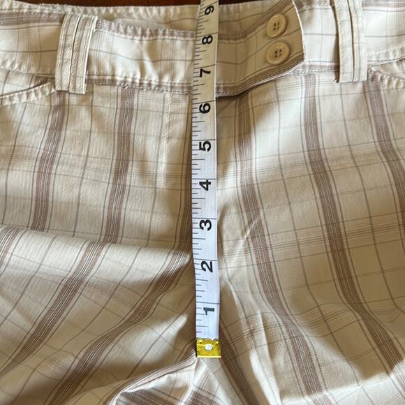 Tracy Evans Beige & Tan Plaid Lightweight Bermuda Shorts Junior Size 7 Menswear - Picture 6 of 7